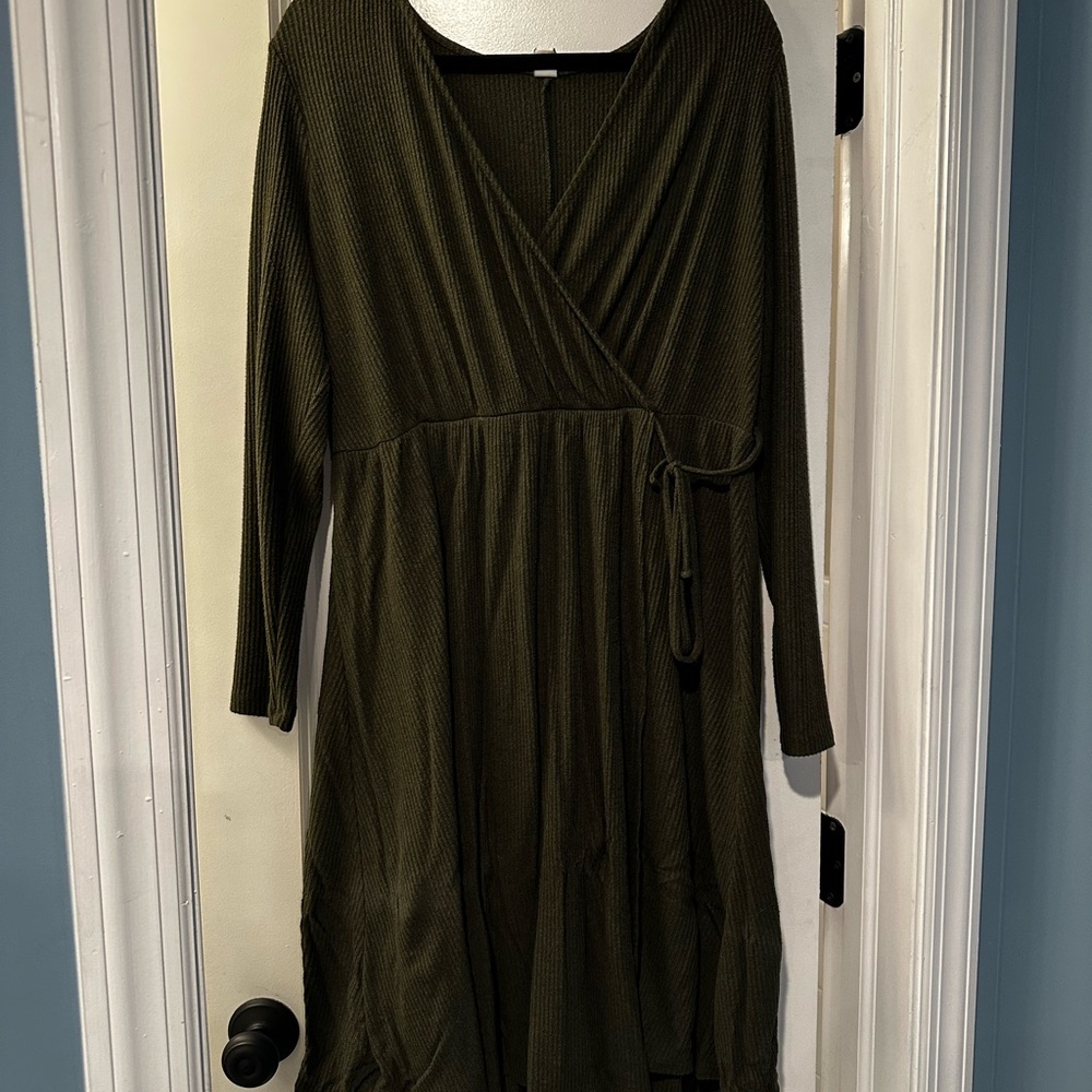 Olive Green Wrap Dress
